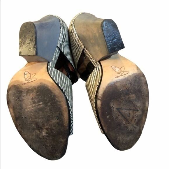 Zero+Maria Cornejo Leather Open Toe Wood Wedge 36 - Picture 6 of 7